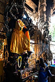 The great Chola temples of Tamil Nadu - the Sri Meenakshi-Sundareshwarar Temple of Madurai.  The image of Kali inside the  Pudu-mandapa.